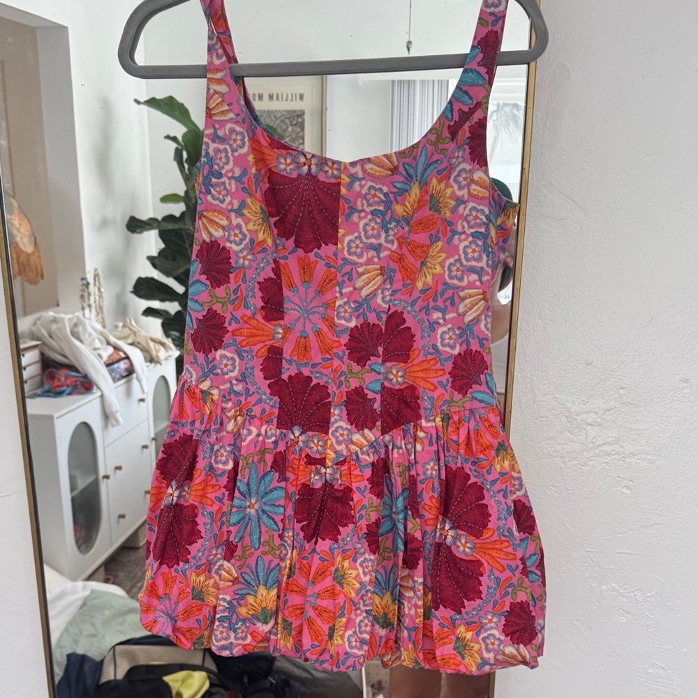 Vici Pink Multi Floral Scoop Neck Tiered Camisole